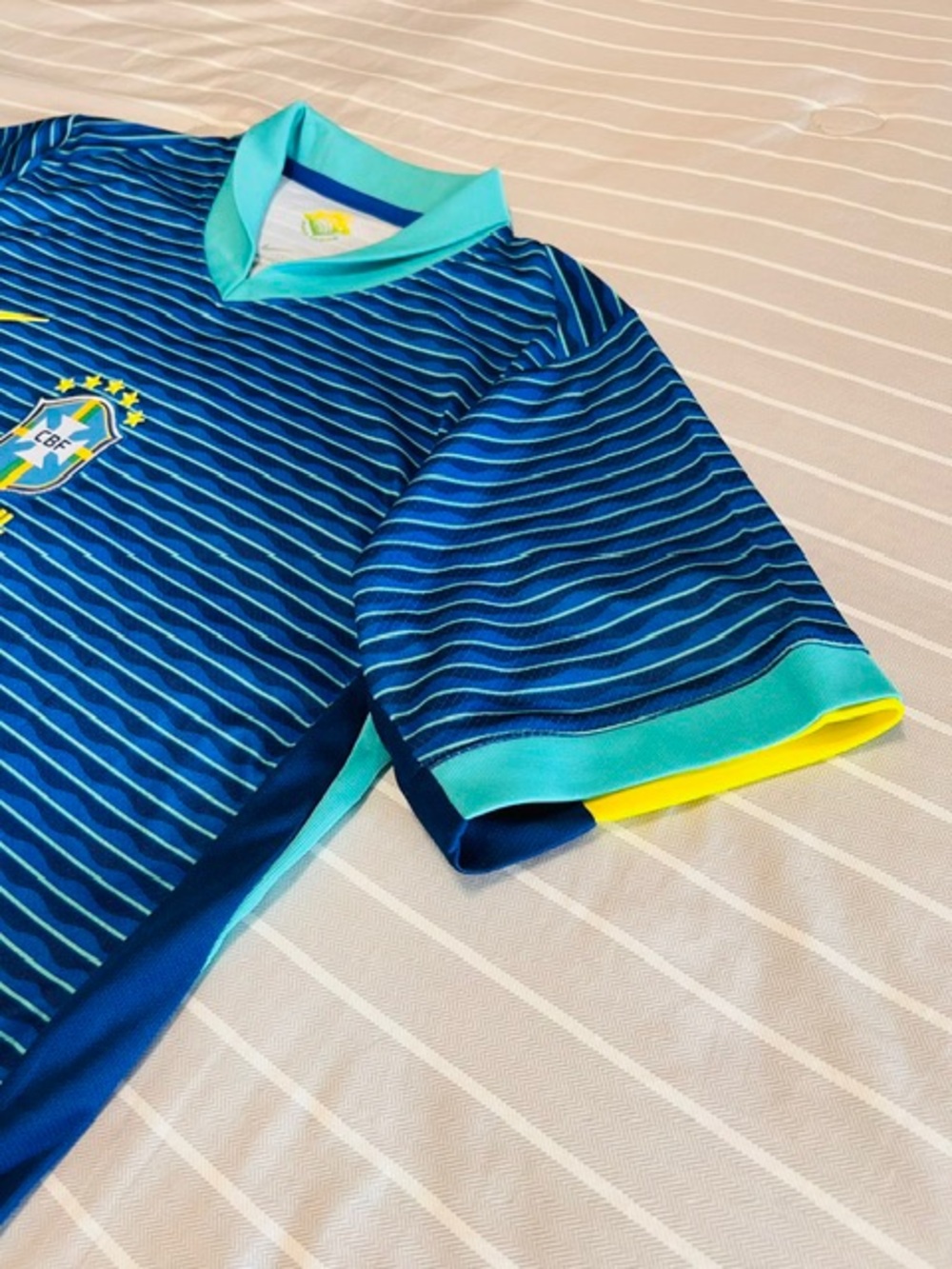Nike🇧🇷 Blue and Teal Brasil #8 Soccer warm%up jersey